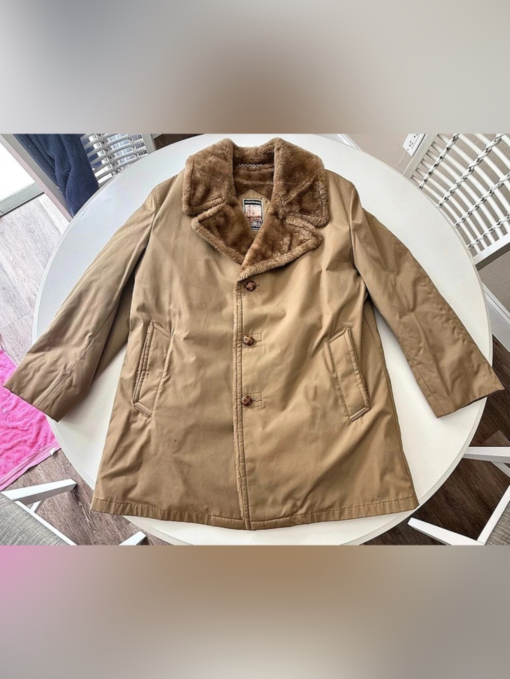 Mighty-Mac Out O' Gloucester Faux Fur Collar Coat Brown